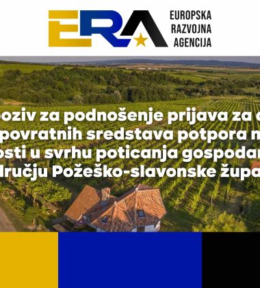 Javni poziv za podnošenje prijava za dodjelu bespovratnih sredstava potpora male vrijednosti u svrhu poticanja gospodarstva na području Požeško-slavonske županije