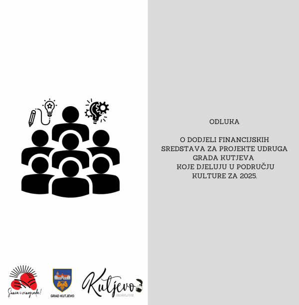 Odluka o dodjeli financijskih sredstava za projekte udruga Grada Kutjeva koje djeluju u području kulture za 2025.