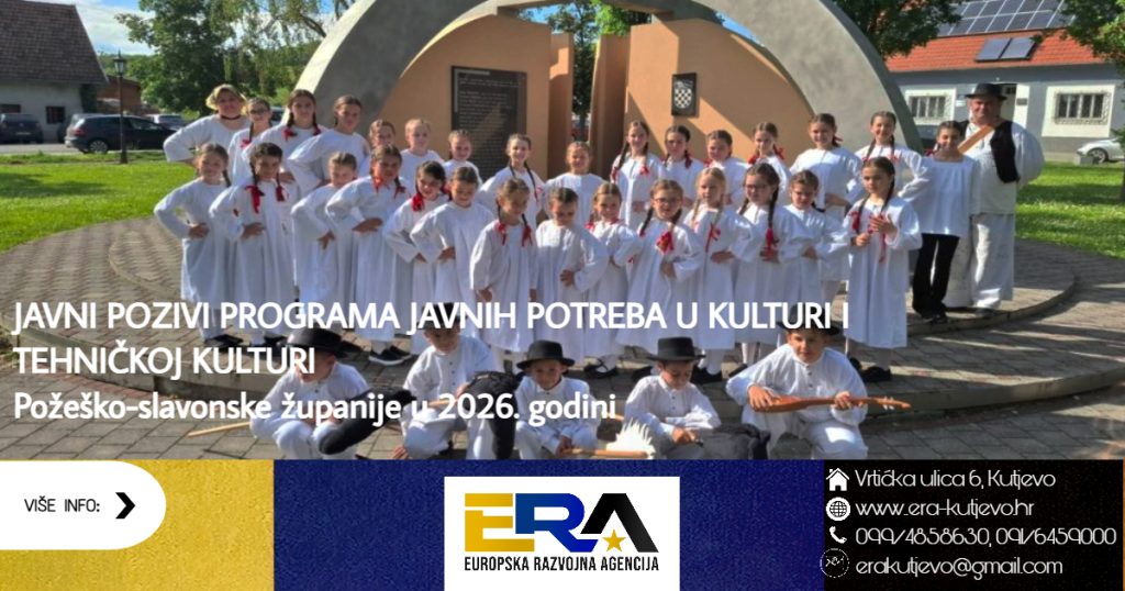 Objavljeni Javni pozivi Programa javnih potreba u kulturi i tehničkoj kulturi Požeško-slavonske županije u 2026. godini