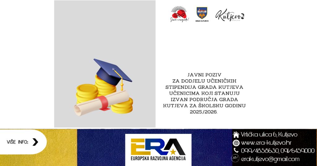 Temeljem članka 4. Pravilnika o dodjeli učeničkih stipendija Grada Kutjeva koji stanuju izvan područja grada Kutjeva („Službeni glasnik Grada Kutjeva“ br. 10/25), gradonačelnik Grada Kutjeva dana 27. listopada 2025. godine raspisuje