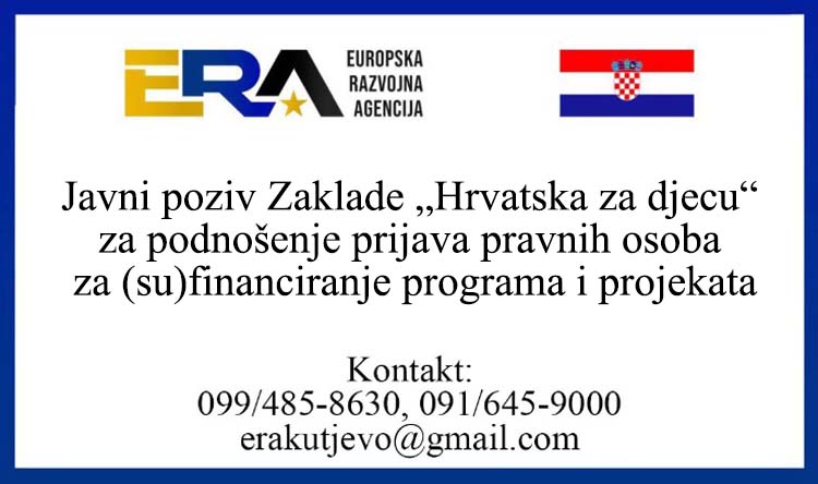 Javni poziv Zaklade „Hrvatska za djecu“ za podnošenje prijava pravnih osoba za (su)financiranje programa i projekata