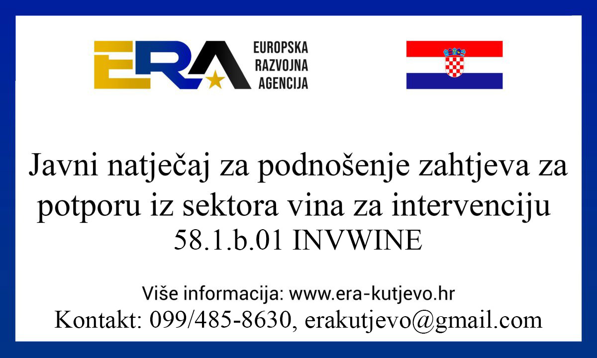 Javni natječaj za podnošenje zahtjeva za potporu iz sektora vina za intervenciju