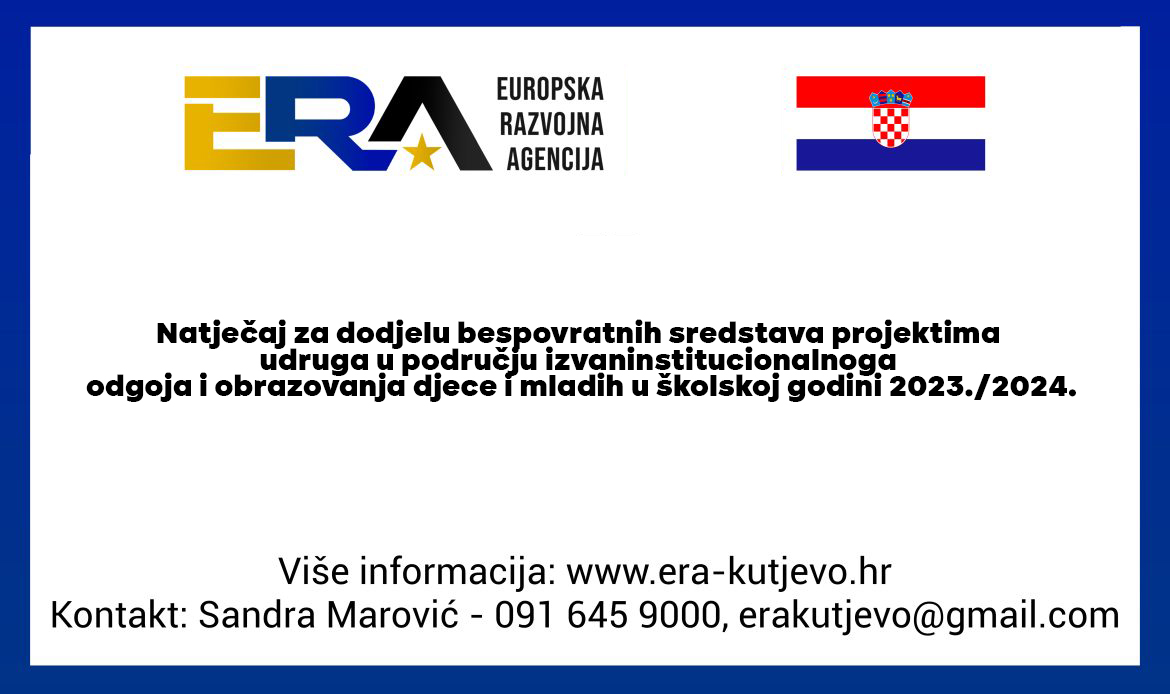 Natječaj za dodjelu bespovratnih sredstava projektima udruga u području izvaninstitucionalnoga odgoja i obrazovanja djece i mladih u školskoj godini 2023./2024.