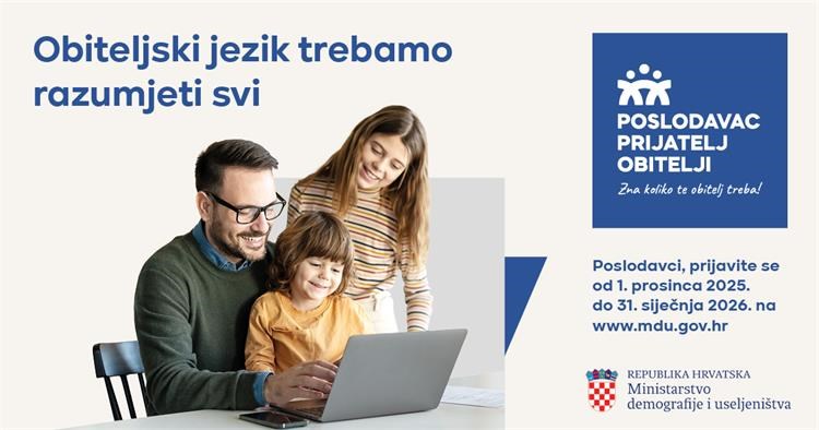 Natječaj „Poslodavac prijatelj obitelji“ u 2025. godini