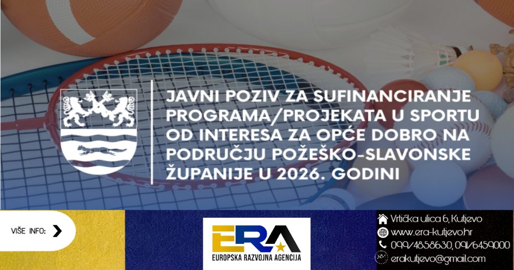 Javni poziv za sufinanciranje programa/projekata u sportu od interesa za opće dobro na području Požeško-slavonske županije u 2026. godini