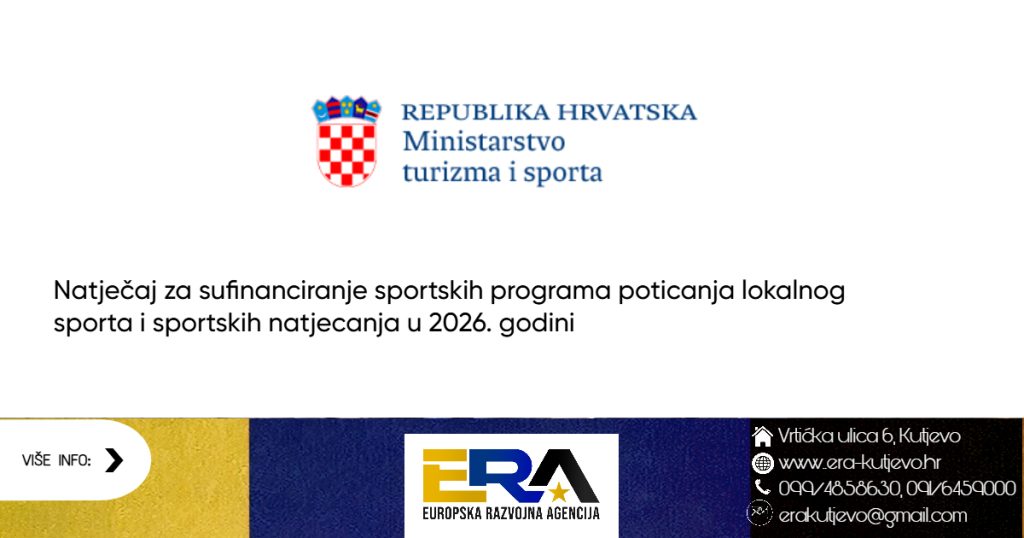 Natječaj za sufinanciranje sportskih programa poticanja lokalnog sporta i sportskih natjecanja u 2026. godini