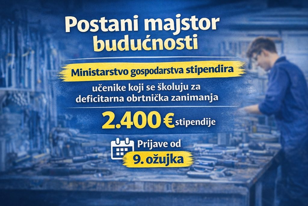 Javni poziv za projekt „Stipendiranje učenika u obrtničkim zanimanjima“ za školsku godinu 2025./2026.