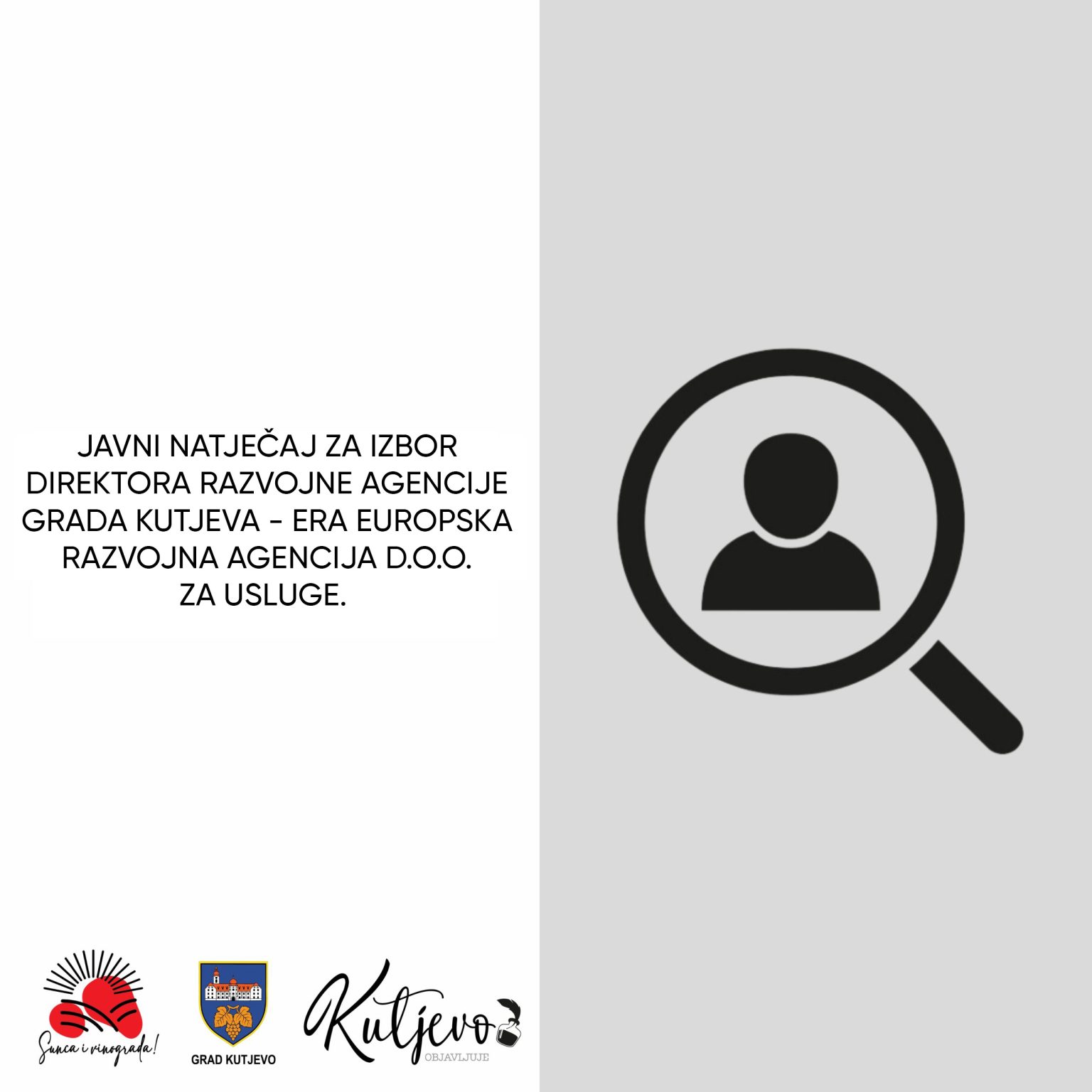 Javni natječaj za izbor direktora Razvojne agencije Grada Kutjeva – ERA Europska razvojna agencija d.o.o. za usluge
