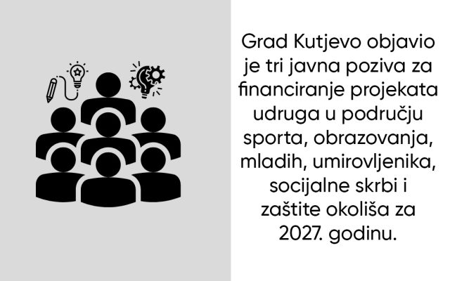 Grad Kutjevo objavio tri javna poziva za udruge